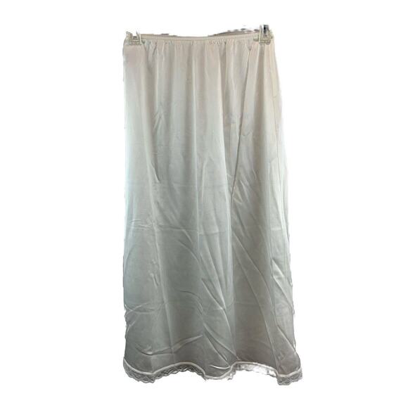 Vintage Warners Women's Ivory Silky Slip Skirt Silky Nylon Lace Trim Size Small - Picture 2 of 7